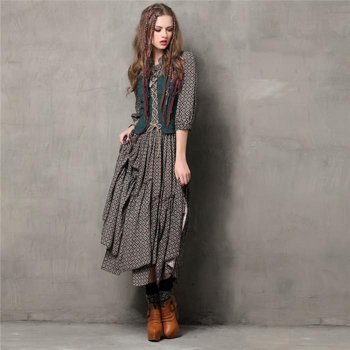 side of Women Embroidery Vintage Dress